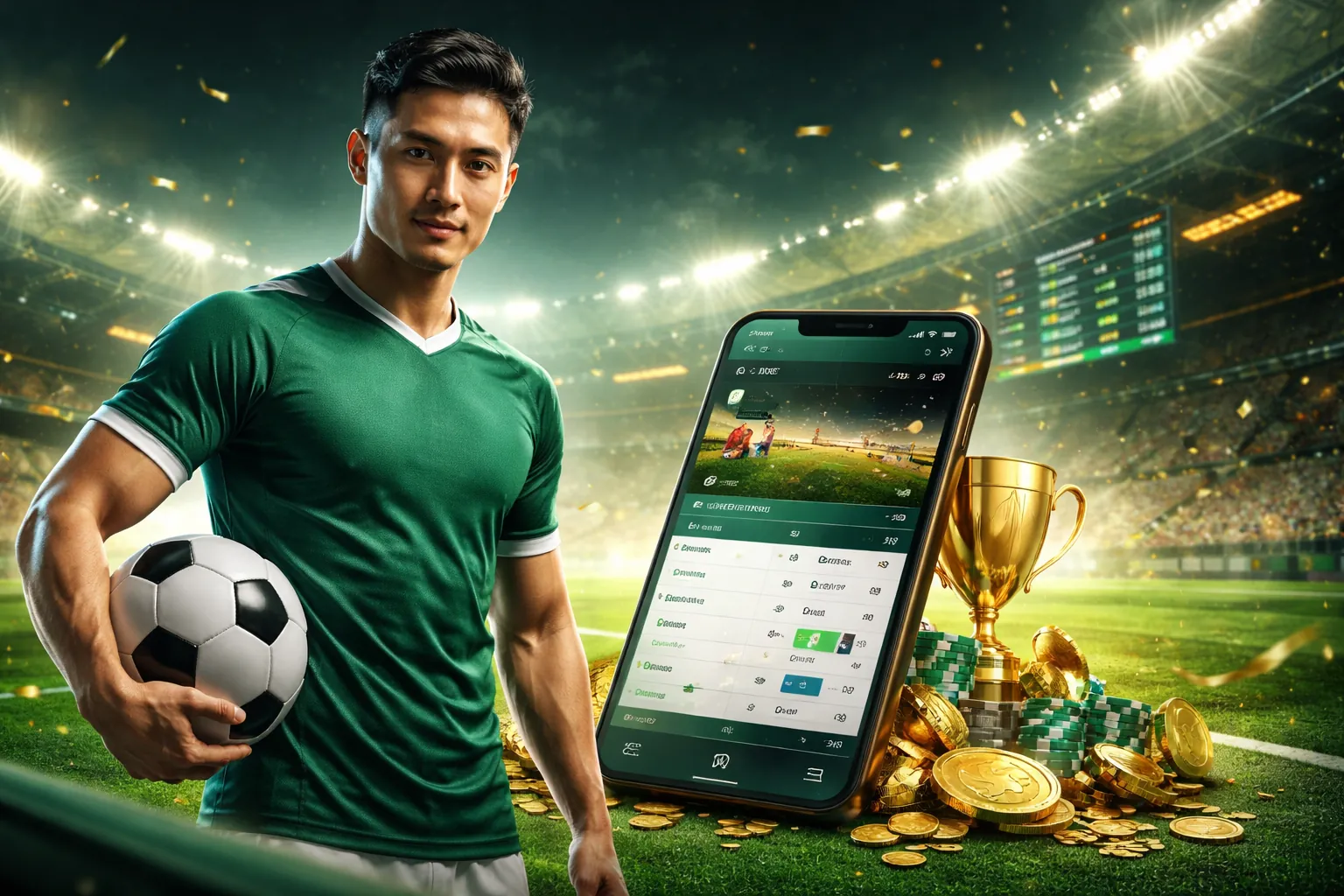 Hình ảnh tổng hợp các môn thể thao phổ biến như bóng đá, bóng rổ, tennis, esports tượng trưng cho sự đa dạng của 188bey